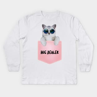 Cool Cat with Glasses Kids Long Sleeve T-Shirt